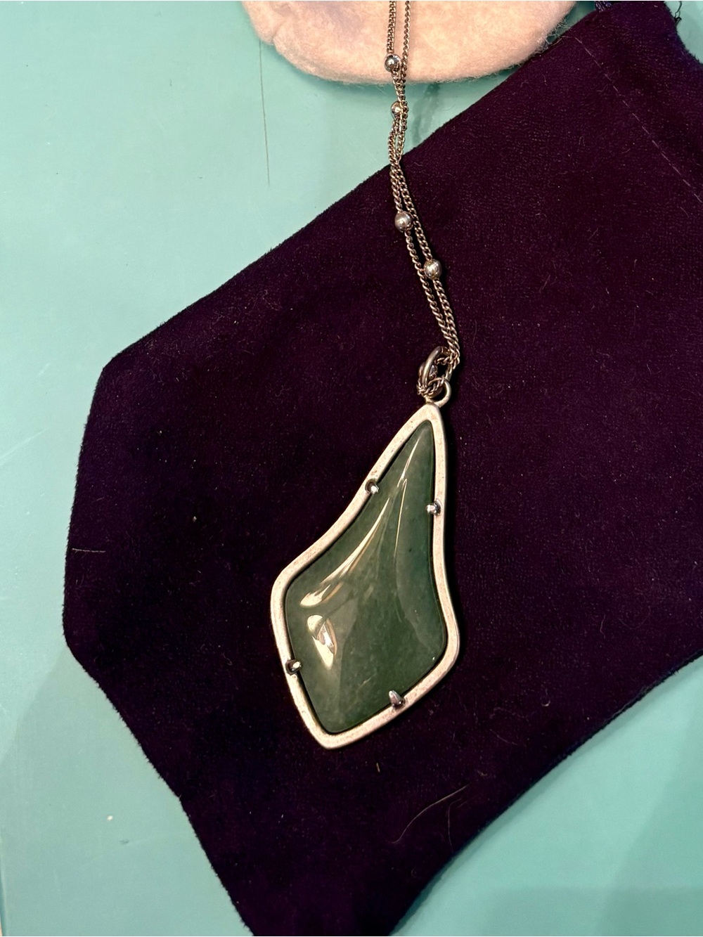 Jewel Kade Green Teardrop Stone Pendant Necklace